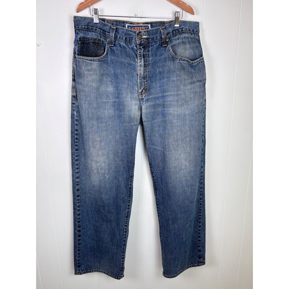 RARE Y2K Levi's 569 Loose Straight Jeans Two Tone Men 38x31 Black Label Hip Hop